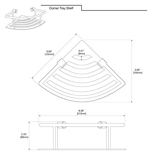 Gatco 1453 Elegant Corner Shelf, Brushed, 8"