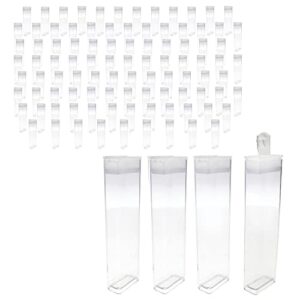 the beadsmith clear plastic boxes - rectangle with a flip top cap - 7/16” x 1” x 3-3/4” - use for beads, bath salts, wedding & party favors, home or office storage - bag of 100
