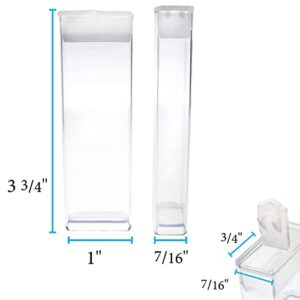 The Beadsmith Clear Plastic Boxes - Rectangle with a Flip Top Cap - 7/16” x 1” x 3-3/4” - Use for Beads, Bath Salts, Wedding & Party Favors, Home or Office Storage - Bag of 100