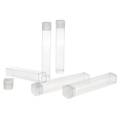 The Beadsmith Clear Plastic Tubes - 3 x .5 Inch Square Tubes - Flat Caps - Use for Beads, Bath Salts, Wedding & Party Favors, Home or Office Storage - Bag of 100