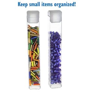 The Beadsmith Clear Plastic Tubes - 3 x .5 Inch Square Tubes - Flat Caps - Use for Beads, Bath Salts, Wedding & Party Favors, Home or Office Storage - Bag of 100