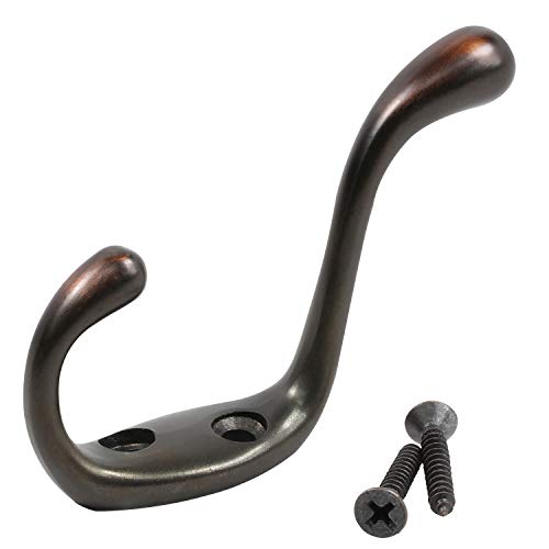 Rok Hardware Heavy Duty Dual Coat Hook, 3-1/2", Oil-Rubbed Bronze, 10 Pack ROKCH101ORB