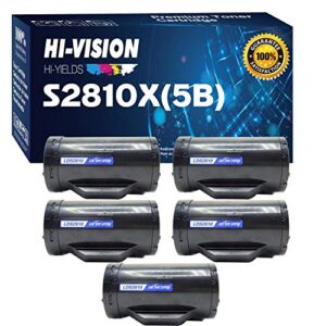 hi-vision 5 pack compatible s2810x high yield (6,000 pages, 593-bbmf) black toner cartridge replacement for h815dw / s2810dn / s2815dn printers