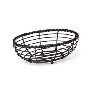 gourmet basics by mikasa rope metal oval bread basket, black, 11-inch -