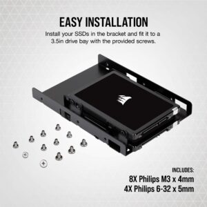 Corsair Dual SSD Mounting Bracket (3.5” Internal Drive Bay to 2.5", Easy Installation) Black