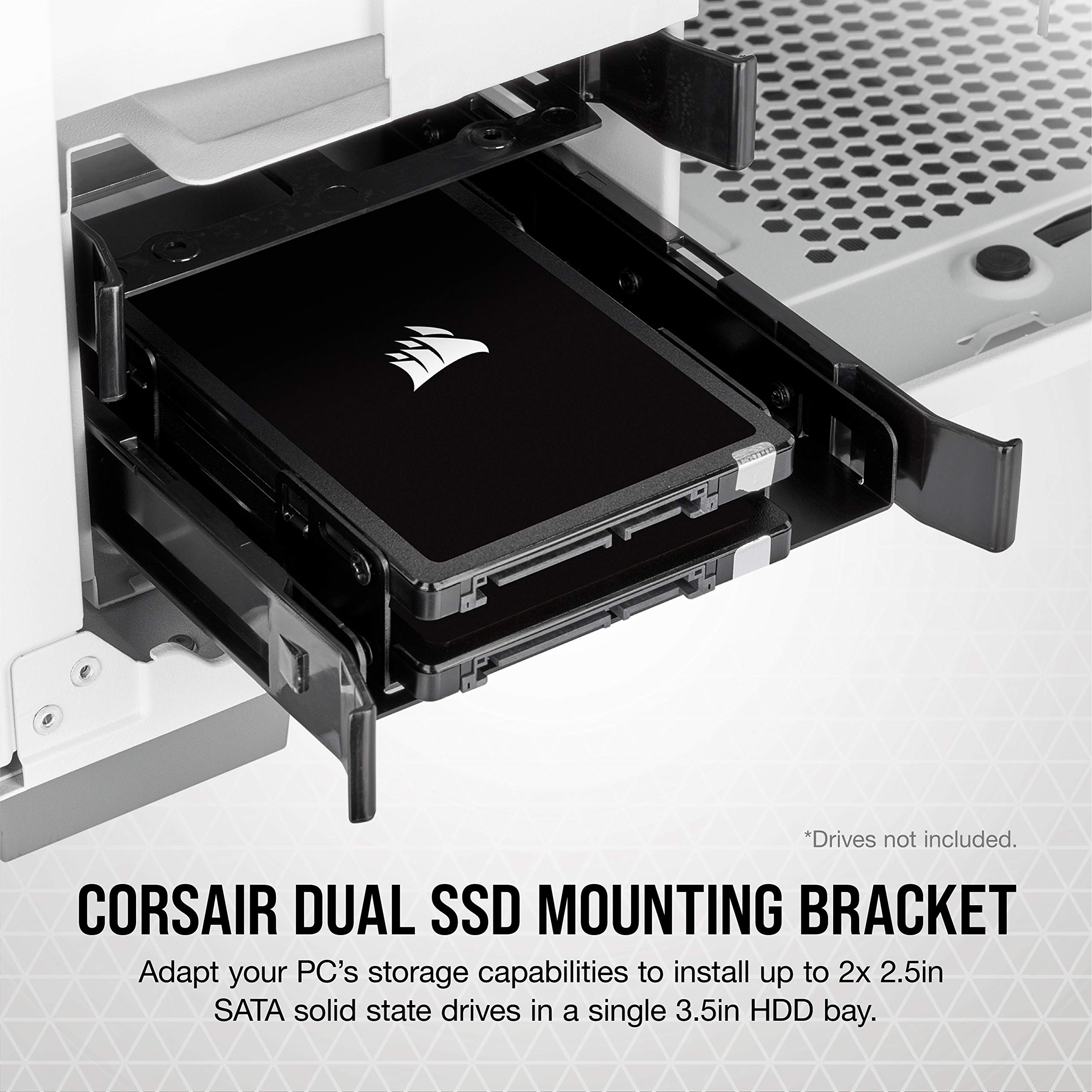 Corsair Dual SSD Mounting Bracket (3.5” Internal Drive Bay to 2.5", Easy Installation) Black