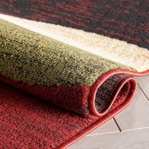 Well Woven Casual Modern Styling Shapes Circles Area Rug 5x7 (5'3" x 7'3'') Multi Color Red Black Beige Thick Soft Pile Easy Care Pile Suitable high Traffic Areas