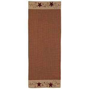 stars and berries 54" table runner - great gift idea - country rustic look - tablerunner - embroidered (one pack)