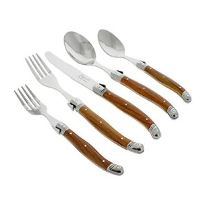 20 Piece Laguiole Flatware Set, Wood Grain