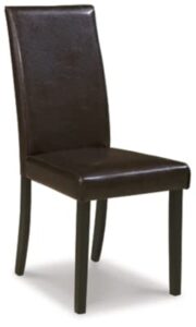 signature design by ashley kimonte modern faux leather upholstered armless dining chair, 2 count, dark brown