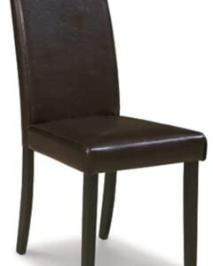 Signature Design by Ashley Kimonte Modern Faux Leather Upholstered Armless Dining Chair, 2 Count, Dark Brown