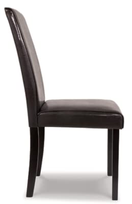 Signature Design by Ashley Kimonte Modern Faux Leather Upholstered Armless Dining Chair, 2 Count, Dark Brown