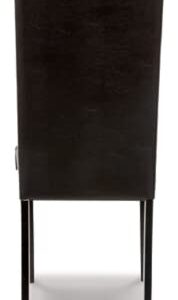 Signature Design by Ashley Kimonte Modern Faux Leather Upholstered Armless Dining Chair, 2 Count, Dark Brown