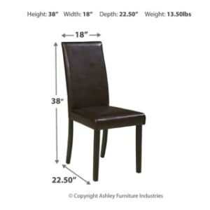 Signature Design by Ashley Kimonte Modern Faux Leather Upholstered Armless Dining Chair, 2 Count, Dark Brown