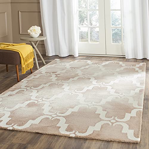 SAFAVIEH Dip Dye Collection 7' Square Beige/Ivory DDY536G Handmade Moroccan Watercolor Premium Wool Area Rug