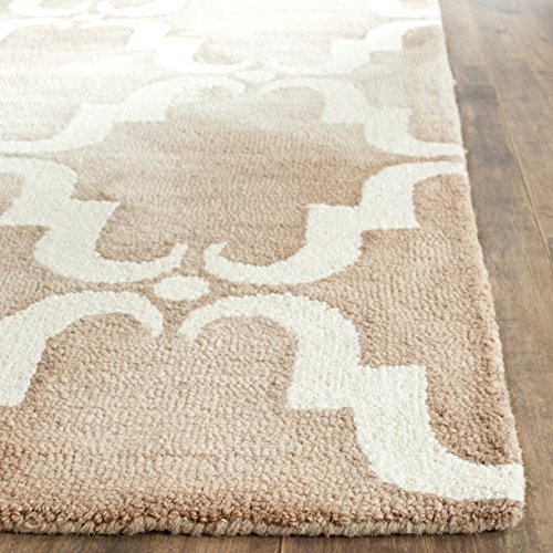 SAFAVIEH Dip Dye Collection 7' Square Beige/Ivory DDY536G Handmade Moroccan Watercolor Premium Wool Area Rug