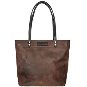 market tote - leather - cognac - made in usa