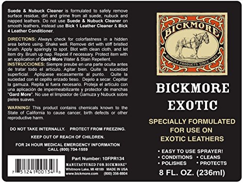 Bickmore Exotic 8oz - Specially Formulated Leather Spray Used to Clean Condition Polish and Protect Exotic Leathers & Reptile Skins