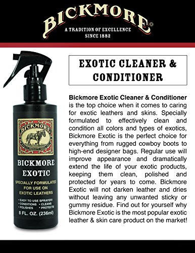 Bickmore Exotic 8oz - Specially Formulated Leather Spray Used to Clean Condition Polish and Protect Exotic Leathers & Reptile Skins