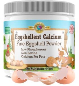 pet's friend eggshellent calcium 16 oz - fine eggshell powder calcium supplement for dogs and cats, low phosphorous non-bovine ingredients, nourish muscles, joints, and bones, tasty food additive