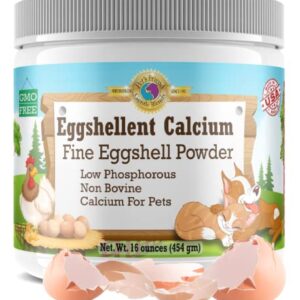 Pet's Friend Eggshellent Calcium 16 oz - Fine Eggshell Powder Calcium Supplement for Dogs and Cats, Low Phosphorous Non-Bovine Ingredients, Nourish Muscles, Joints, and Bones, Tasty Food Additive