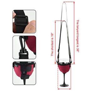 Beautyflier Wine Glass Insulator / Drink Holder Neoprene Sleeve with Adjustable Neck Strap For Wine Walk