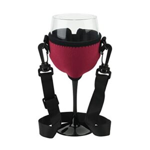 beautyflier wine glass insulator / drink holder neoprene sleeve with adjustable neck strap for wine walk