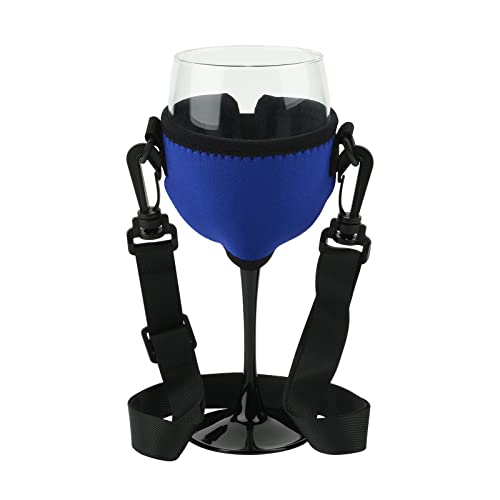 Beautyflier Assorted Colors Wine Glass Insulator / Drink Holder / Neoprene Sleeve with Adjustable Neck Strap For Conference Cocktail Reception (Blue)