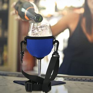 Beautyflier Assorted Colors Wine Glass Insulator / Drink Holder / Neoprene Sleeve with Adjustable Neck Strap For Conference Cocktail Reception (Blue)