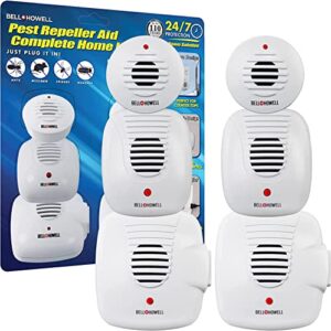 bell and howell ultrasonic pest repeller home kit (pack of 6), ultrasonic pest repeller, pest repellent for home, bedroom, office, kitchen, warehouse, hotel, safe for human and pet
