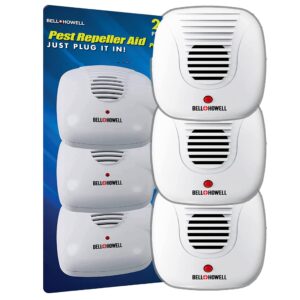 bell + howell ultrasonic pest repeller home kit (pack of 3), ultrasonic pest repeller, pest repellent for home, bedroom, office, kitchen, warehouse, hotel, safe for human and pet