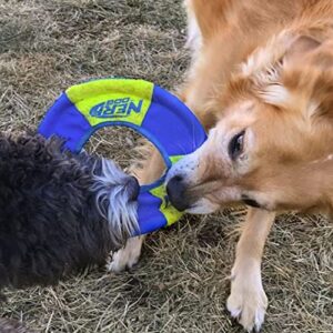 Nerf Dog Toss and Tug Ring Dog Toy, Flying Disc, Lightweight, Durable and Water Resistant, 9 Inch Diameter, For Medium/Large Breeds, Two Pack, Green and Orange