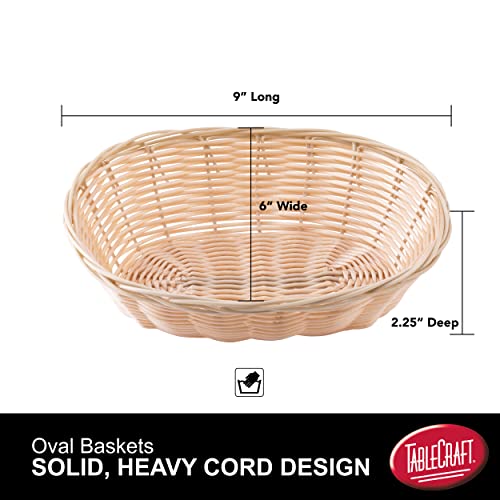 TableCraft Products C1174W Basket, Oval, Natural, 9" x 6" x 2.25" (Pack of 12)