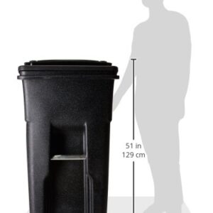 Toter 79232-R1209 32 Gallon Blackstone Trash Can with Wheels and Attached Lid