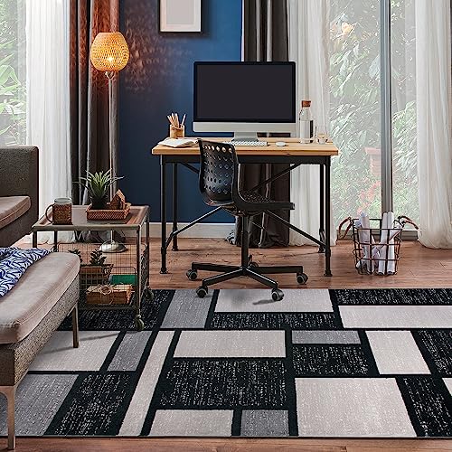 Rugshop Contemporary Modern Boxes Design Soft Indoor Area Rug 7'10" x 10'2" Gray
