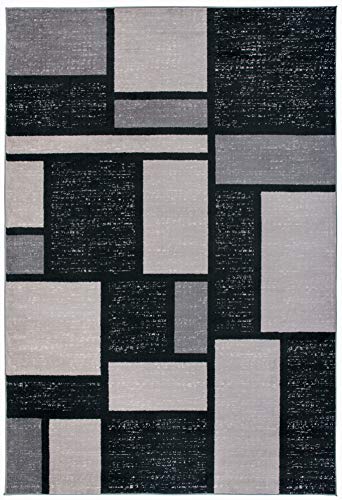 Rugshop Contemporary Modern Boxes Design Soft Indoor Area Rug 7'10" x 10'2" Gray