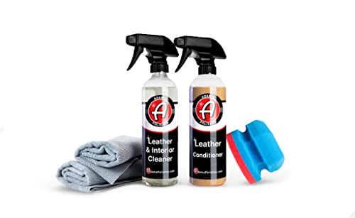 Adam’s Leather Care Kit - Leather Cleaner & Leather Conditioner Car Cleaning Supplies | UV Protection for Interior Accessories Steering Wheel Seat Dash Vinyl Shoe Polish Jacket | Safe Auto Chemical