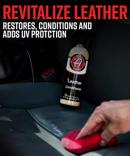 Adam’s Leather Care Kit - Leather Cleaner & Leather Conditioner Car Cleaning Supplies | UV Protection for Interior Accessories Steering Wheel Seat Dash Vinyl Shoe Polish Jacket | Safe Auto Chemical
