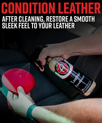 Adam’s Leather Care Kit - Leather Cleaner & Leather Conditioner Car Cleaning Supplies | UV Protection for Interior Accessories Steering Wheel Seat Dash Vinyl Shoe Polish Jacket | Safe Auto Chemical