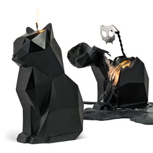 pyropet cat candle - black - cat candle with an aluminum skeleton inside - 25 hour burn time - 7” tall - unique gift for cat lovers, halloween, christmas gifts, mom, daughter, wife, girlfriend gifts