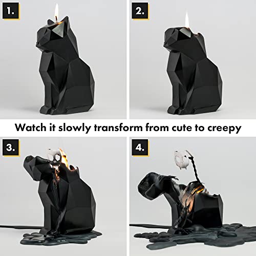 PyroPet Cat Candle - Black - Cat Candle with an Aluminum Skeleton Inside - 25 Hour Burn Time - 7” Tall - Unique Gift for Cat Lovers, Halloween, Christmas Gifts, Mom, Daughter, Wife, Girlfriend Gifts