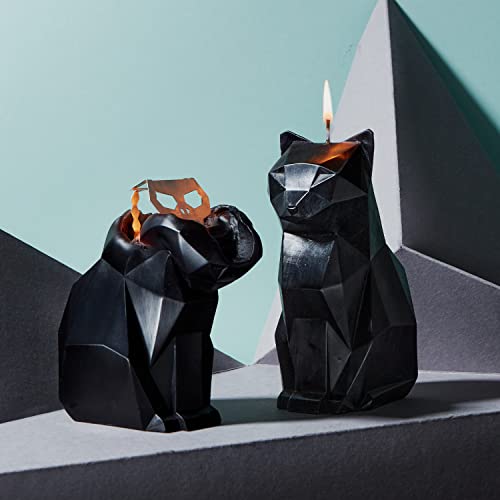 PyroPet Cat Candle - Black - Cat Candle with an Aluminum Skeleton Inside - 25 Hour Burn Time - 7” Tall - Unique Gift for Cat Lovers, Halloween, Christmas Gifts, Mom, Daughter, Wife, Girlfriend Gifts