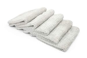 the rag company - platinum pluffle microfiber detailing towels - professional korean 70/30 blend, plush waffle weave, 480gsm, 16in x 16in, ice grey (5-pack)