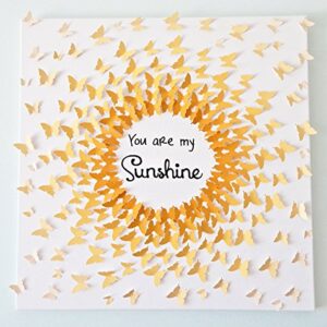 Hand-made 3D Butterflies - Ombre Sun Art with Quote! Customizable! 24 x 24