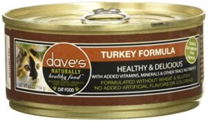 dave's pet food grain free wet cat food (turkey), made in usa naturally healthy canned cat food, added vitamins & minerals, wheat & gluten-free, 5.5 oz (case of 24)