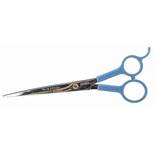 Ryan's Pet Supplies Value Groom Curved Scissors for Dogs, Blue Molded Handles, 6.5in