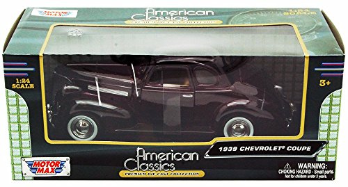 1939 Chevy Coupe, Burgundy - Motormax 73247 -1/24 Scale Diecast Model Toy Car for unisex children