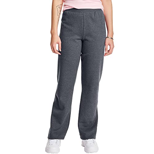 Hanes Women's EcoSmart Open Bottom Leg Sweatpants,Slate Heather,Small