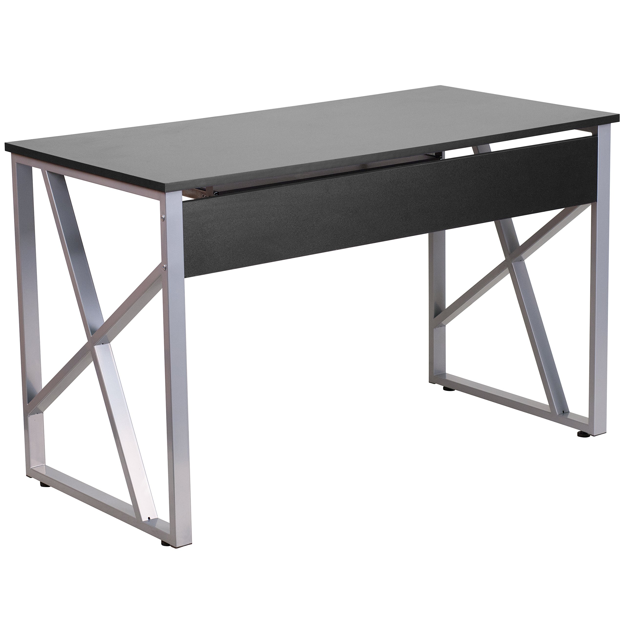 Flash Furniture Salvador Black Computer Desk with Pull-Out Keyboard Tray and Cross-Brace Frame