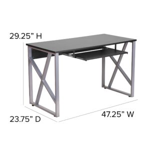Flash Furniture Salvador Black Computer Desk with Pull-Out Keyboard Tray and Cross-Brace Frame